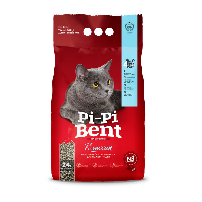 Pi-Pi Bent Classic комкующийся наполнитель из бентонитовой глины для кошек - 24 л (10 кг)