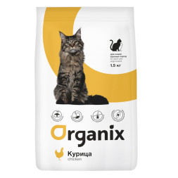 Organix сухой корм для кошек крупных пород с курицей - 1,5 кг