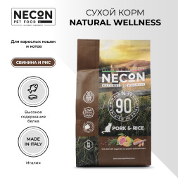 Necon Natural Wellness Pork &amp; Rice сухой корм для взрослых кошек со свининой и рисом - 1,5 кг