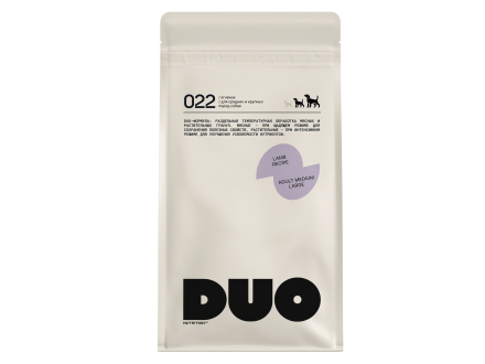 DUO Nutrition сухой полнорационный корм для взрослых собак средних и крупных пород с ягненком и рисом - 10 кг