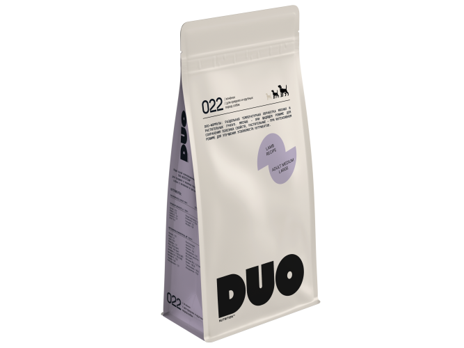 DUO Nutrition сухой полнорационный корм для взрослых собак средних и крупных пород с ягненком и рисом - 10 кг
