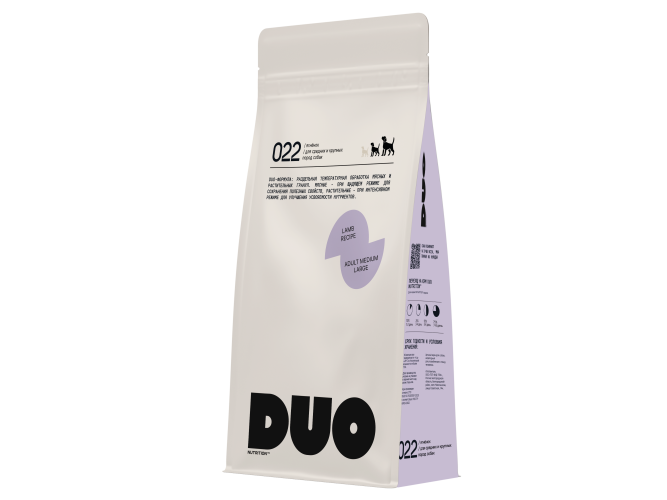 DUO Nutrition сухой полнорационный корм для взрослых собак средних и крупных пород с ягненком и рисом - 10 кг