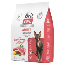 Brit Care Cat Adult Delicious Taste сухой корм для взрослых привередливых кошек, с индейкой и уткой - 7 кг