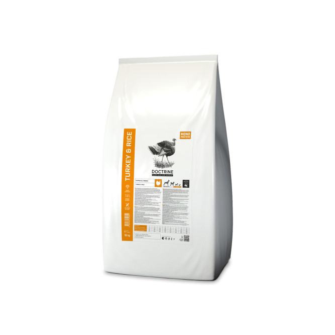 Doctrine полнорационный сухой корм для щенков всех пород, с индейкой и рисом - 18 кг
