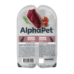 AlphaPet Superpremium Monoprotein влажный корм для взрослых собак всех пород с уткой в соусе, в ламистерах - 100 г х 15 шт
