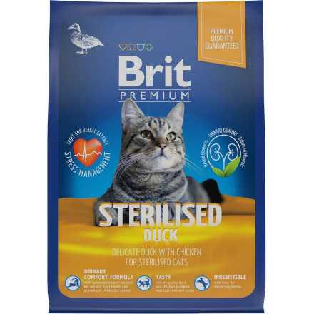 Brit Premium Cat Sterilised сухой корм для взрослых стерилизованных кошек c уткой и курицей - 400 г
