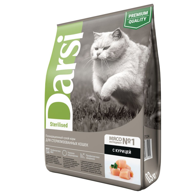 Darsi Sterilised сухой корм для стерилизованных кошек с курицей - 300 г