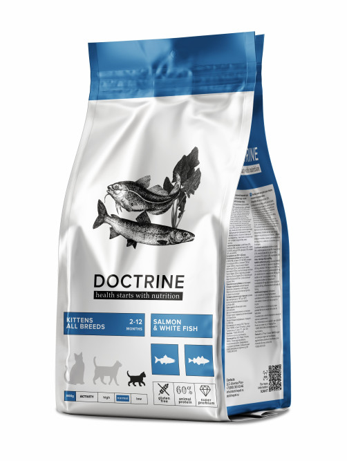 Doctrine сухой беззерновой корм для котят с лососем и белой рыбой - 800 г