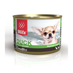 Blitz Sensitive консервы для собак мелких пород, с уткой и цуккини - 200 г х 24 шт