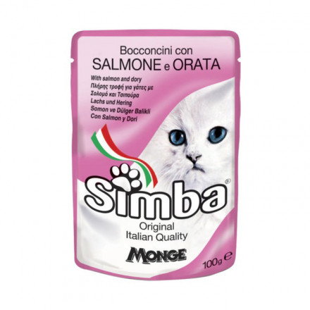 Simba Cat Pouch паучи для кошек лосось с камбалой - 100 гр х 24