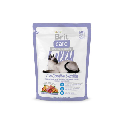 Brit Care Lilly Sensitive Digestion сухой корм для взрослых кошек с чувствительным пищеварением с ягненком и лососем - 400 г
