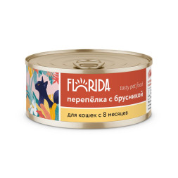 Florida консервы для взрослых кошек с перепелом и брусникой - 100 г x 24 шт