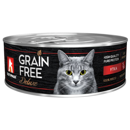 Зоогурман Grain Free Deluxe влажный корм для взрослых кошек, с уткой - 100 г x 24 шт