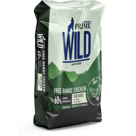 Prime Wild GF Free Range сухой беззерновой корм для взрослых собак и щенков всех пород, с курицей - 12 кг