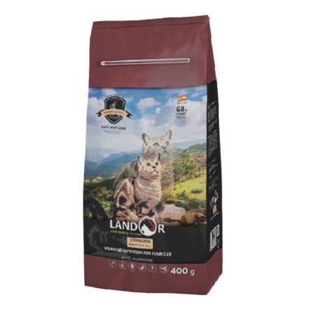 Landor Sterilized &amp; Light сухой корм для кошек с избыточным весом и стерилизованных, с кроликом и рисом - 400 г