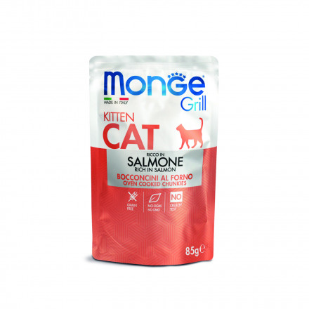 Monge Cat Grill влажный корм для котят с норвежским лососем в паучах 85 г (28 шт в уп)