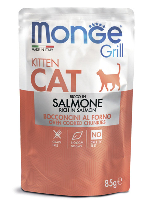 Monge Cat Grill влажный корм для котят с норвежским лососем в паучах 85 г (28 шт в уп)