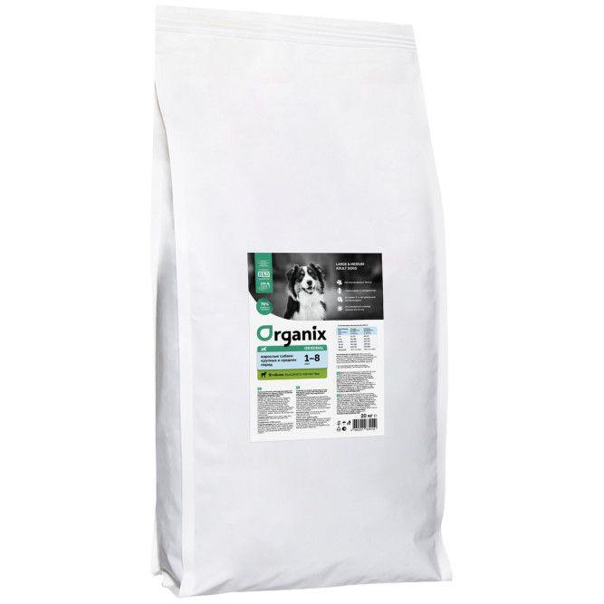 Organix Breeder сухой корм для взрослых собак средних и крупных пород, с ягненком - 20 кг