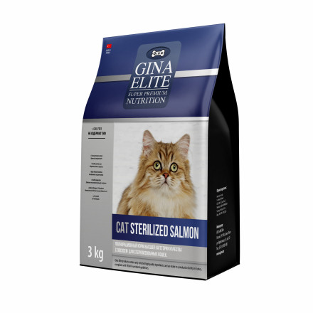 Gina Elite Cat Sterilized Salmon сухой корм для взрослых стерилизованных кошек с лососем - 3 кг