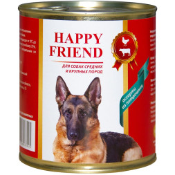 Happy Friend влажный корм для взрослых собак средних и крупных пород ассорти из потрошков, в консервах - 750 г х 9 шт