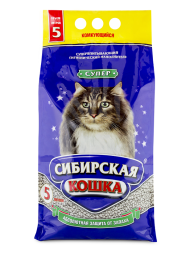 Сибирская Кошка Супер комкующийся бентонитовый наполнитель для кошачьего туалета - 5 л