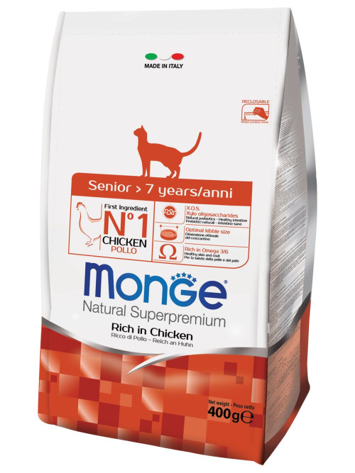 Monge Cat Senior сухой корм для пожилых кошек старше 7 лет 400 г