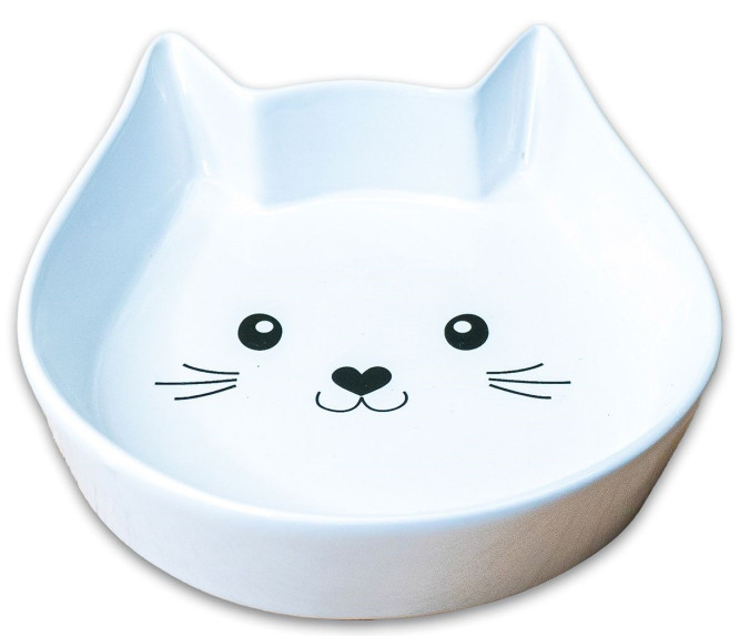 Mr.Kranch миска керамическая для кошек "Мордочка кошки белая", 130 мл