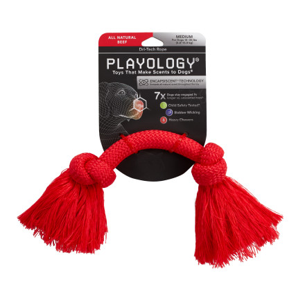 Playology DRI-TECH ROPE жевательный канат для собак с ароматом говядины, средний, красный