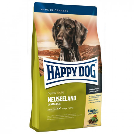 Happy Dog Supreme Sensible Neuseeland сухой корм для взрослых собак с чувствительным пищеварением и аллергией с ягненком и рисом - 1 кг