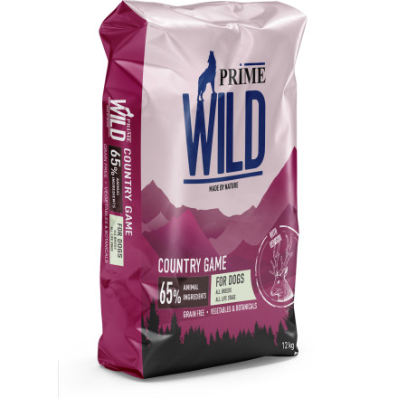 Prime Wild GF Country Game сухой беззерновой корм для взрослых собак и щенков всех пород, с уткой и олениной - 12 кг