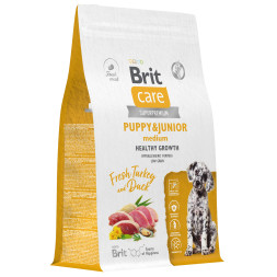 Brit Care Dog Puppy&amp;Junior M Healthy Growth сухой корм для щенков средних пород, с индейкой и уткой - 3 кг