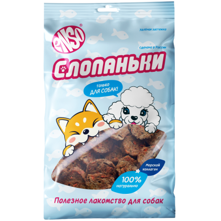 ENSO Слопаньки лакомство для собак чипсы из лосося с морковью, размер L - 40 г