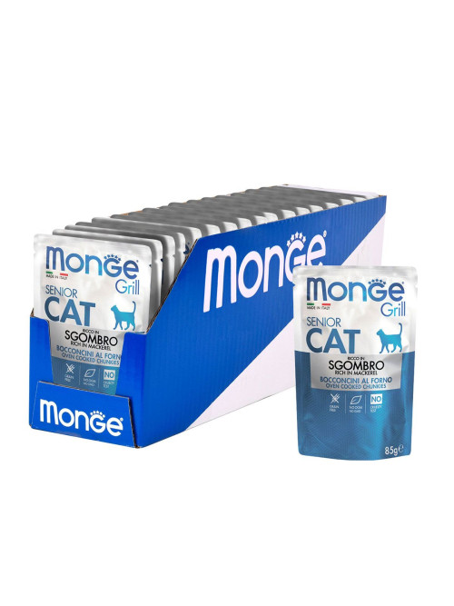 Monge Cat Grill влажный корм для пожилых кошек с эквадорской макрелью в паучах 85 г (28 шт в уп)