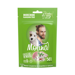 Molina лакомство для взрослых собак всех пород и щенков &quot;Мини-сэндвичи из индейки и трески&quot; - 50 г
