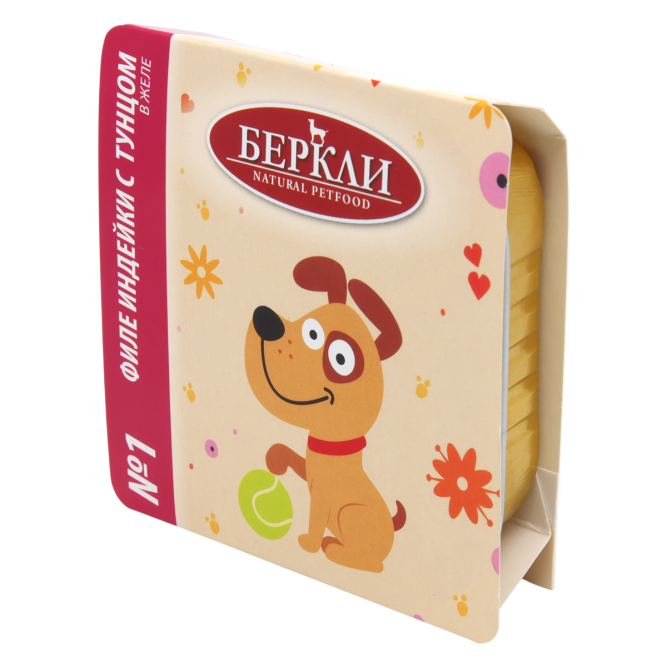 Беркли №1 влажный дополнительный корм для собак всех пород и возрастов, филе индейки с тунцом в желе, в ламистерах - 100 г х 14 шт
