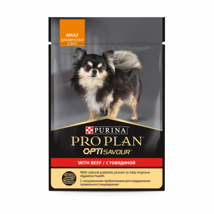 Pro Plan Opti Savour паучи для собак мелких пород с говядиной - 85 г х 26 шт