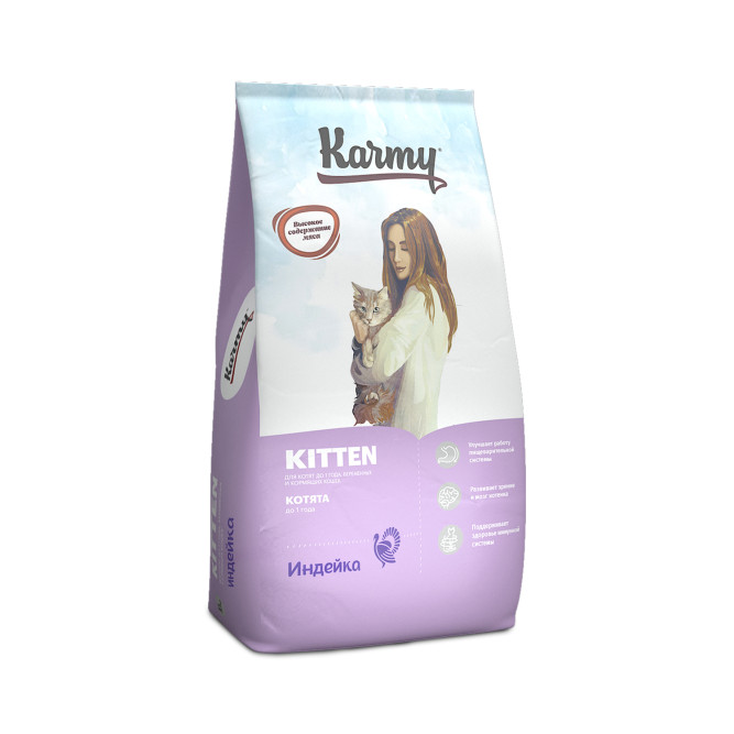 Karmy Kitten сухой корм для котят, беременных и кормящих кошек, с индейкой - 10 кг