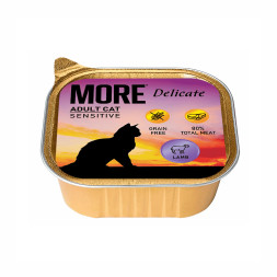 MORE Delicate влажный корм для взрослых кошек при чувствительном пищеварении, паштет с ягненком, в ламистерах - 100 г х 16 шт