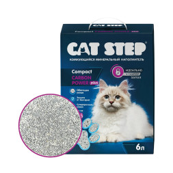 Cat Step Compact Carbon Power Plus наполнитель минеральный комкующийся для кошачьего туалета с активированным углем, без ароматизатора - 6 л