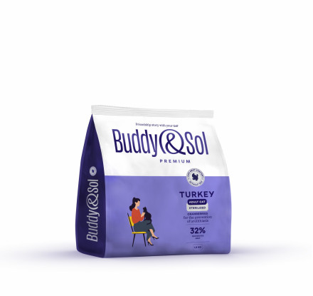 Buddy&amp;Sol Premium Sterilized сухой корм для взрослых стерилизованных кошек с индейкой - 1,8 кг