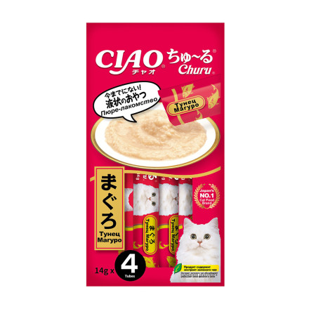 Inaba Ciao Churu лакомство-пюре для взрослых кошек с тунцом Магуро - 14 г х 4 шт