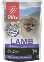 Blitz Holistic паучи для собак мелких пород, с ягненком и лососем - 85 г х 24 шт