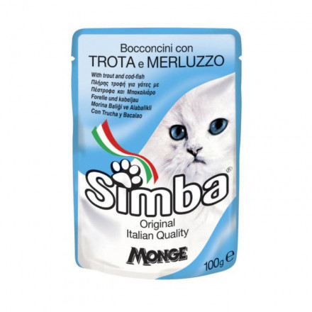 Simba Cat Pouch паучи для кошек форель с треской - 100 гр х 24