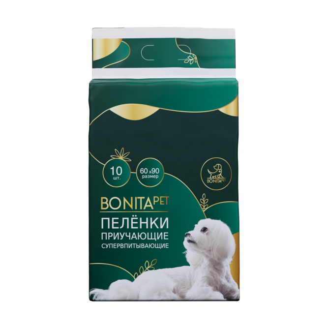 BONITAPET пеленки для животных приучающие супервпитывающие, 60x90 см - 10 шт