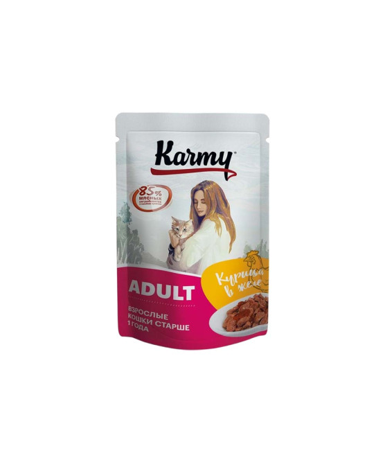 Karmy влажный корм для взрослых кошек старше 1 года c курицей в желе - 80 г х 12 шт