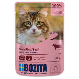 Bozita Pouch Beef влажный корм для взрослых кошек с кусочками в соусе с говядиной - 85 г