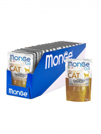 Monge Cat Grill влажный корм для стерилизованных кошек с итальянской курицей в паучах 85 г (28 шт в уп)