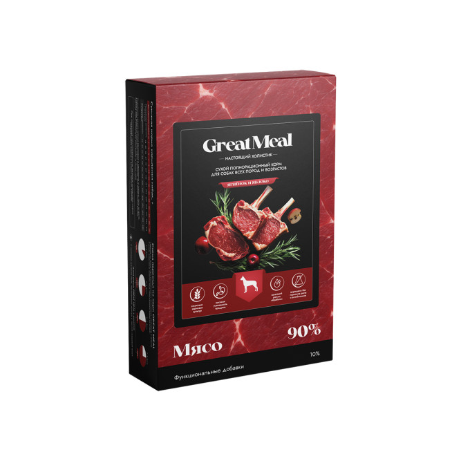 Great Meal Холистик сухой корм для собак всех пород и возрастов с ягненком и яблоком - 400 г