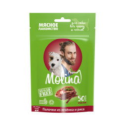 Molina лакомство для взрослых собак всех пород и щенков &quot;Палочки из ягненка и риса&quot; - 50 г