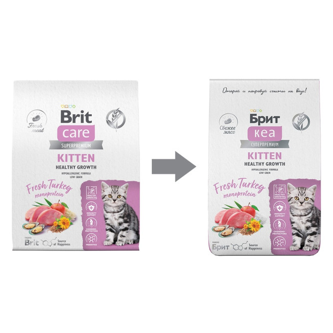 Брит Кеа Cat Kitten Healthy Growth сухой корм для котят "Здоровый рост и развитие" с индейкой - 7 кг